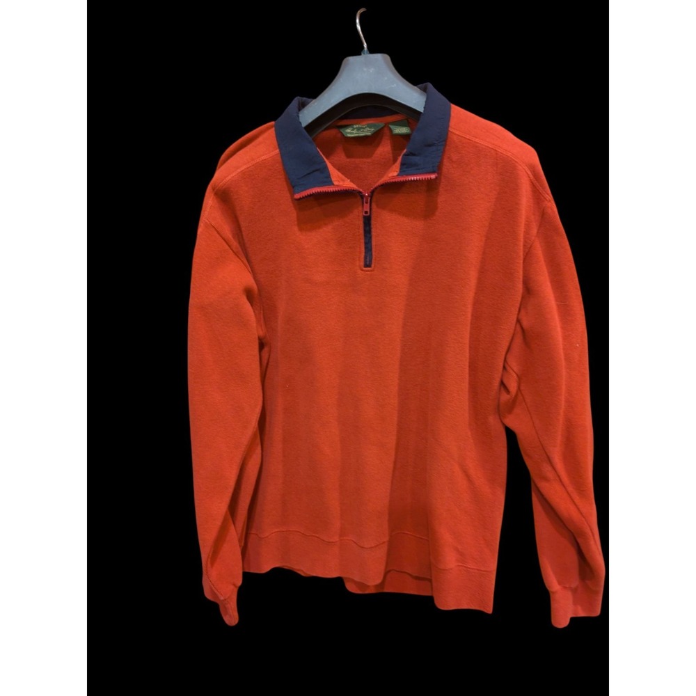 Charles F Orvis Signature 1/4 Zip Sweater Large Red Cotton‎ Pullover Men